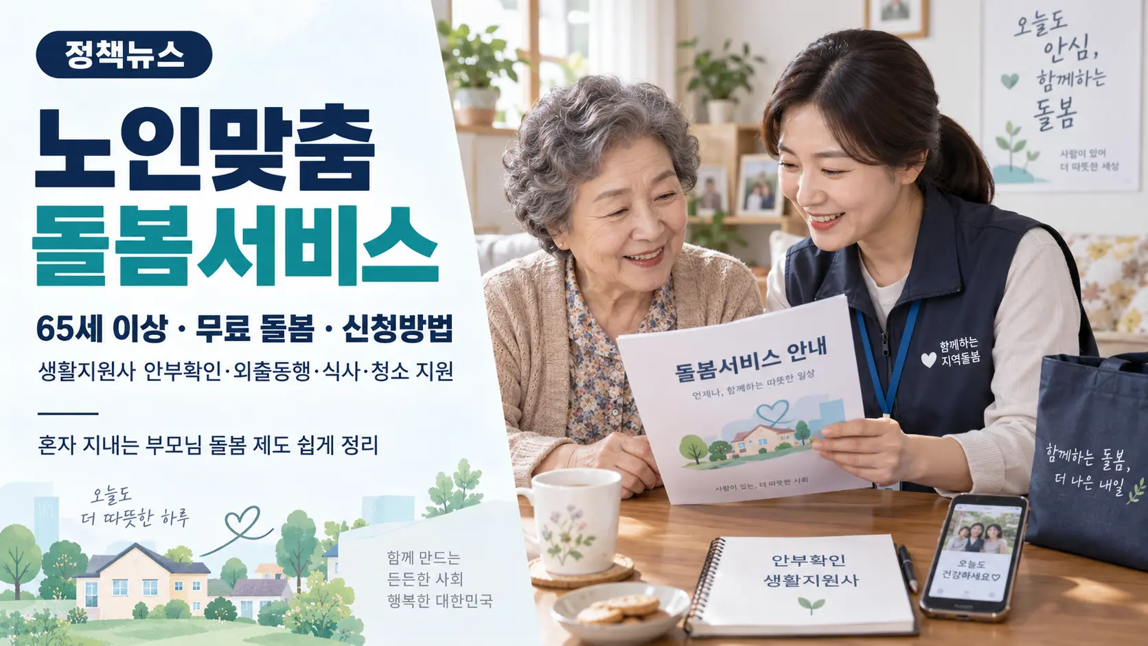 노인맞춤돌봄서비스 신청 대상 65세 이상 생활지원사 무료 돌봄