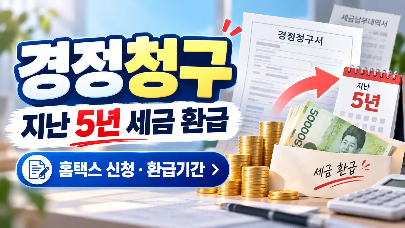 2026 경정청구 지난 5년 세금 환급 홈택스 신청 환급기간