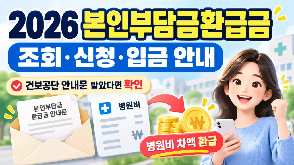 2026 본인부담금환급금 건강보험공단 병원비 환급 조회 신청 입금